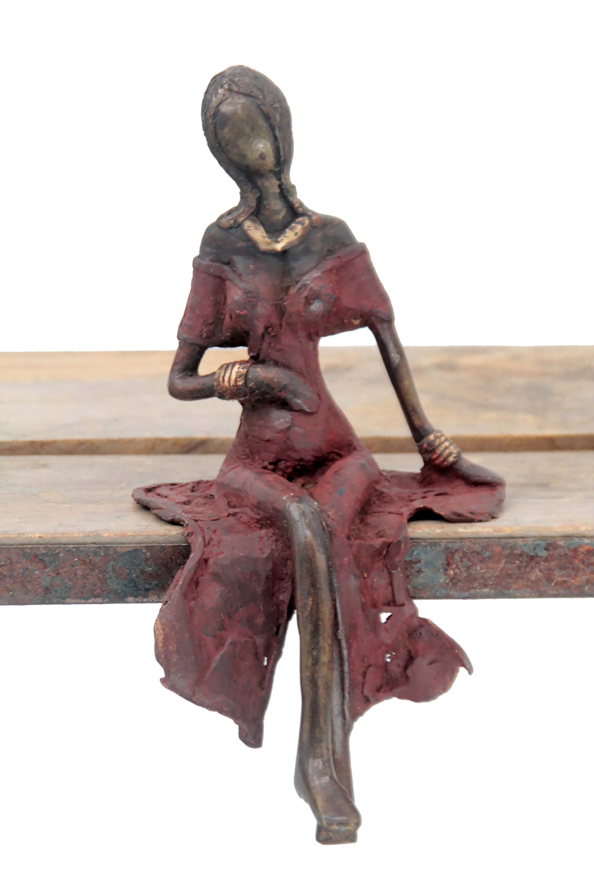 Bronze assis 25 cm rouge n°11 Bronzes d'Afrique