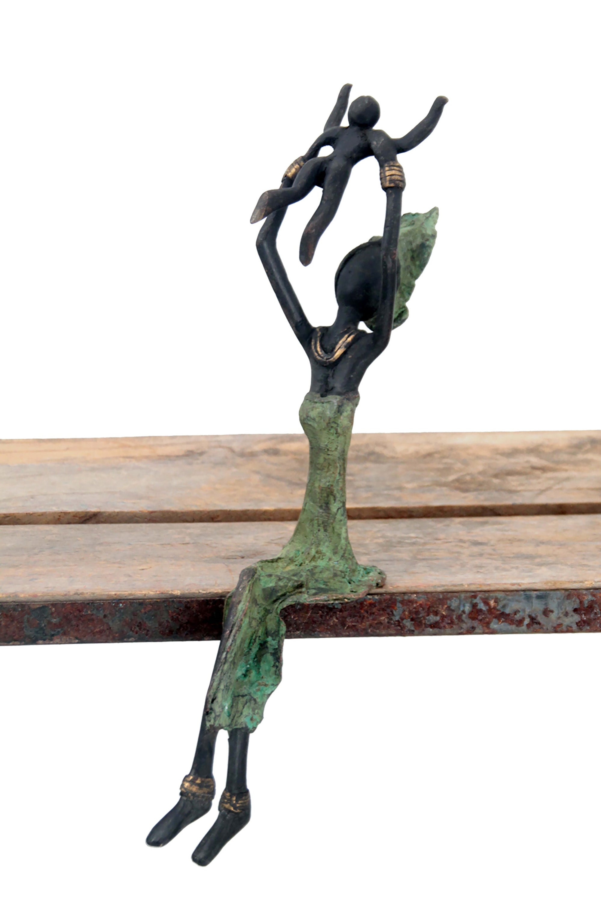 Bronze assis 25 cm vert n°8 Bronzes d'Afrique