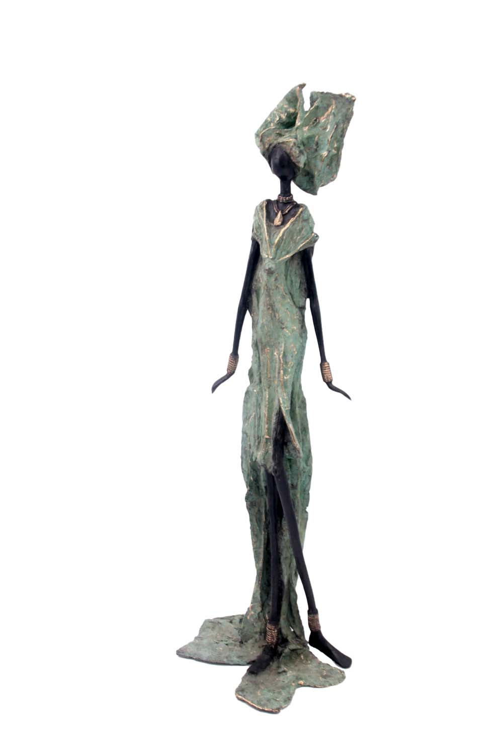 Bronze sans socle 55 cm vert et marron n°1 Bronzes d'Afrique