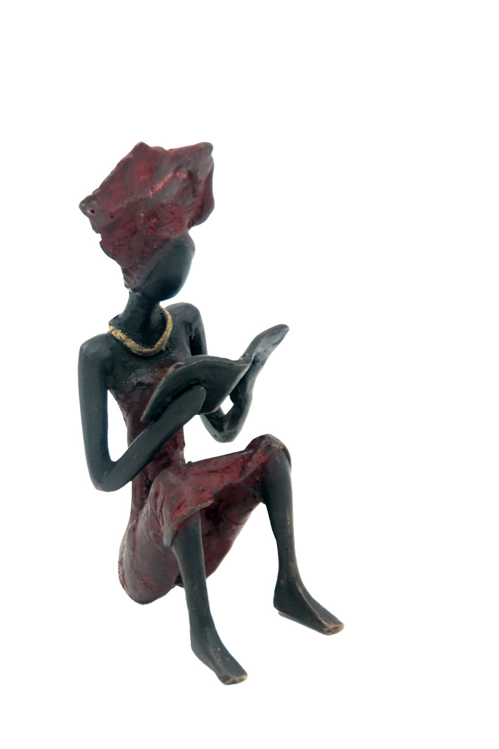 Bronze assis à poser 25 cm rouge n°5 Bronzes d'Afrique