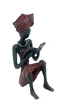 Bronze assis à poser 25 cm rouge n°5 Bronzes d'Afrique