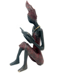 Bronze assis à poser 25 cm rouge n°5 Bronzes d'Afrique