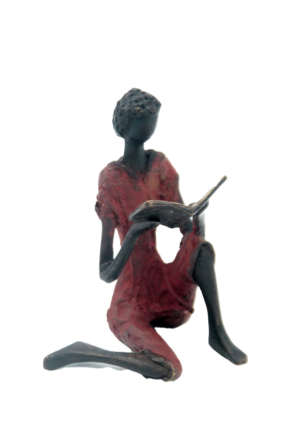 Bronze assis à poser 25 cm rouge n°10 Bronzes d'Afrique