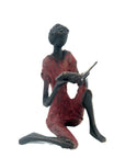 Bronze assis à poser 25 cm rouge n°10 Bronzes d'Afrique
