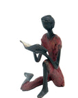 Bronze assis à poser 25 cm rouge n°10 Bronzes d'Afrique
