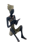 Bronze assis à poser 25 cm vert n°1 Bronzes d'Afrique