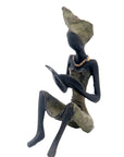 Bronze assis à poser 25 cm vert n°1 Bronzes d'Afrique