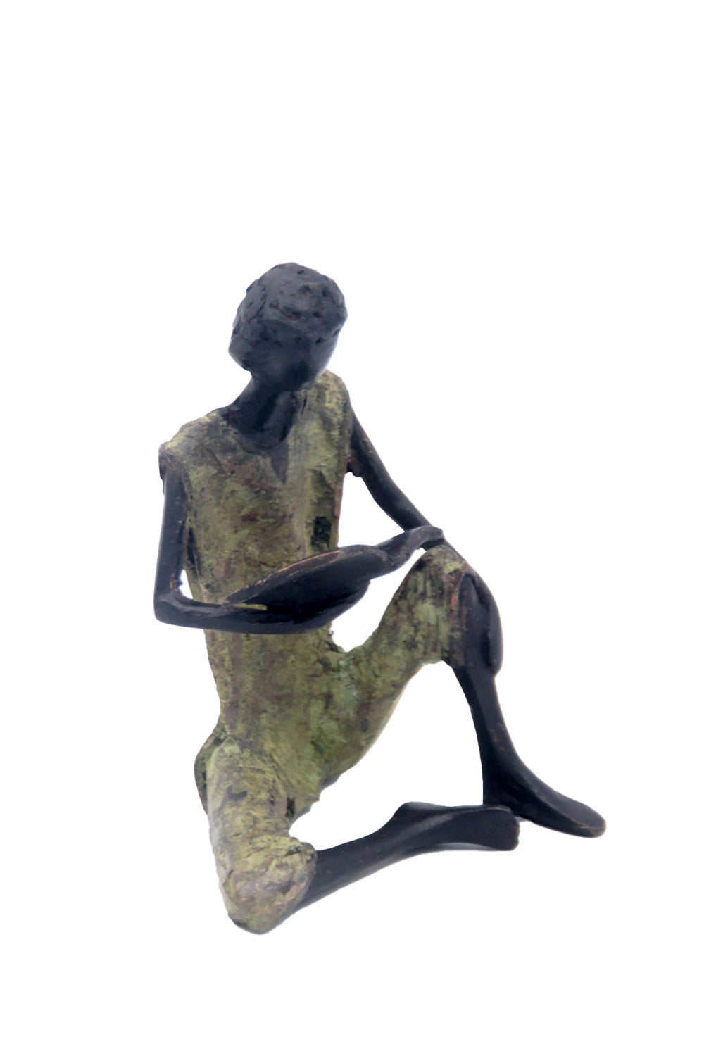 Bronze assis à poser 25 cm vert n°4 Bronzes d'Afrique