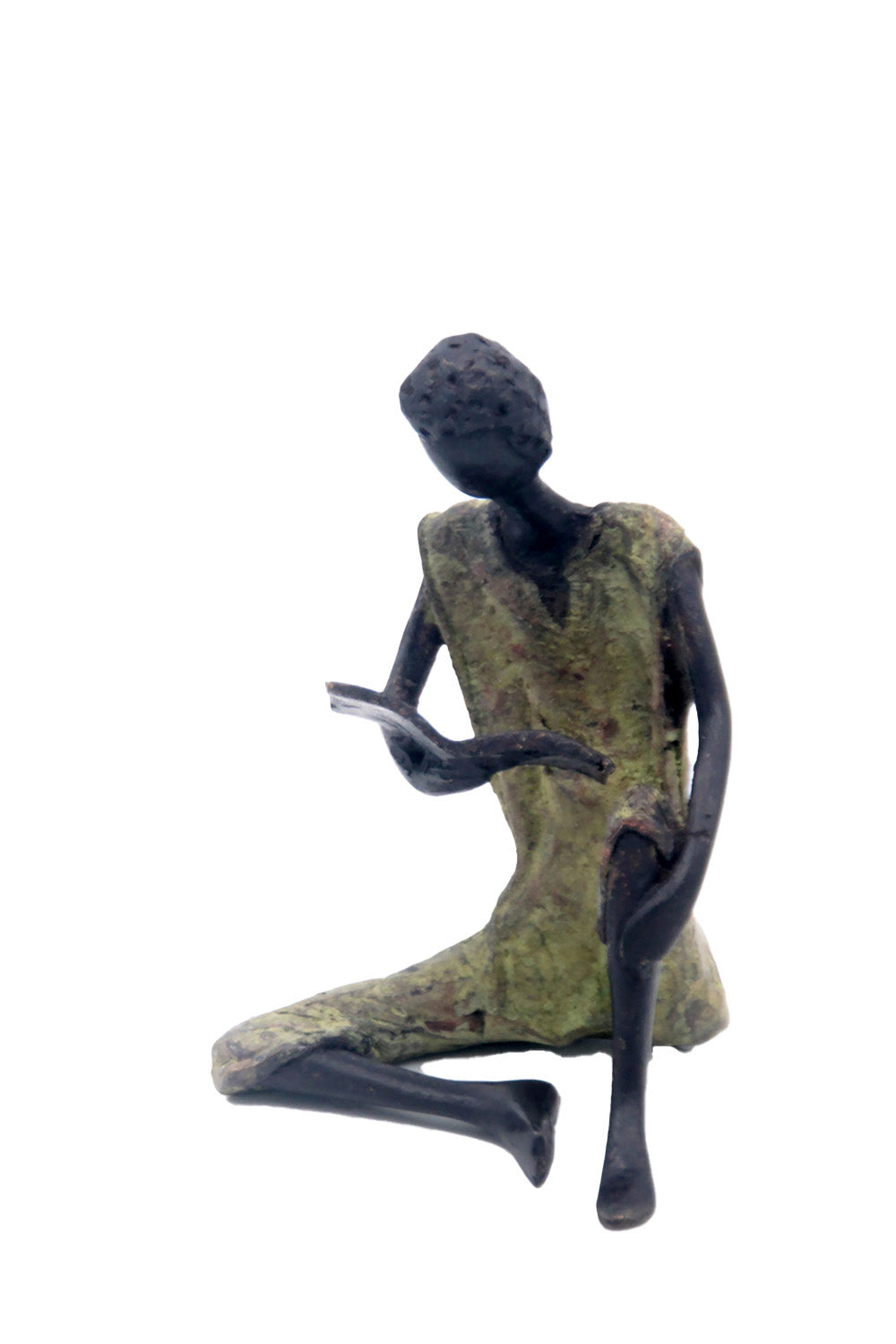 Bronze assis à poser 25 cm vert n°4 Bronzes d'Afrique