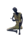 Bronze assis à poser 25 cm vert n°4 Bronzes d'Afrique