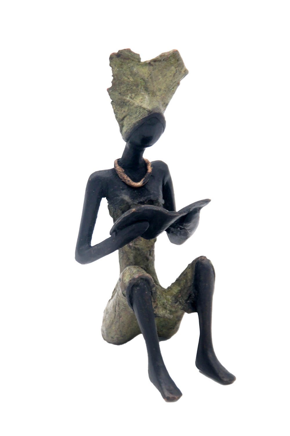 Bronze assis à poser 25 cm vert n°5 Bronzes d'Afrique