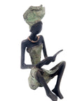 Bronze assis à poser 25 cm vert n°9 Bronzes d'Afrique