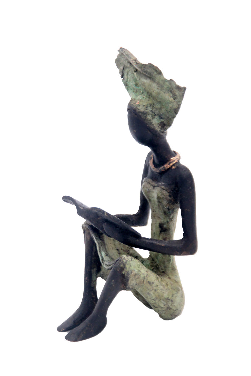 Bronze assis à poser 25 cm vert n°9 Bronzes d'Afrique