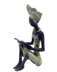 Bronze assis à poser 25 cm vert n°9 Bronzes d'Afrique