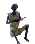 Bronze assis à poser 25 cm vert n°10 Bronzes d'Afrique
