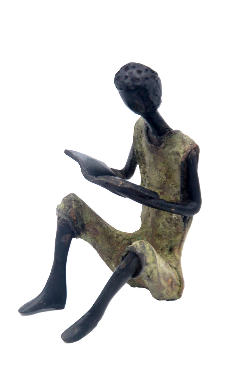 Bronze assis à poser 25 cm vert n°10 Bronzes d'Afrique