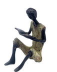 Bronze assis à poser 25 cm vert n°10 Bronzes d'Afrique