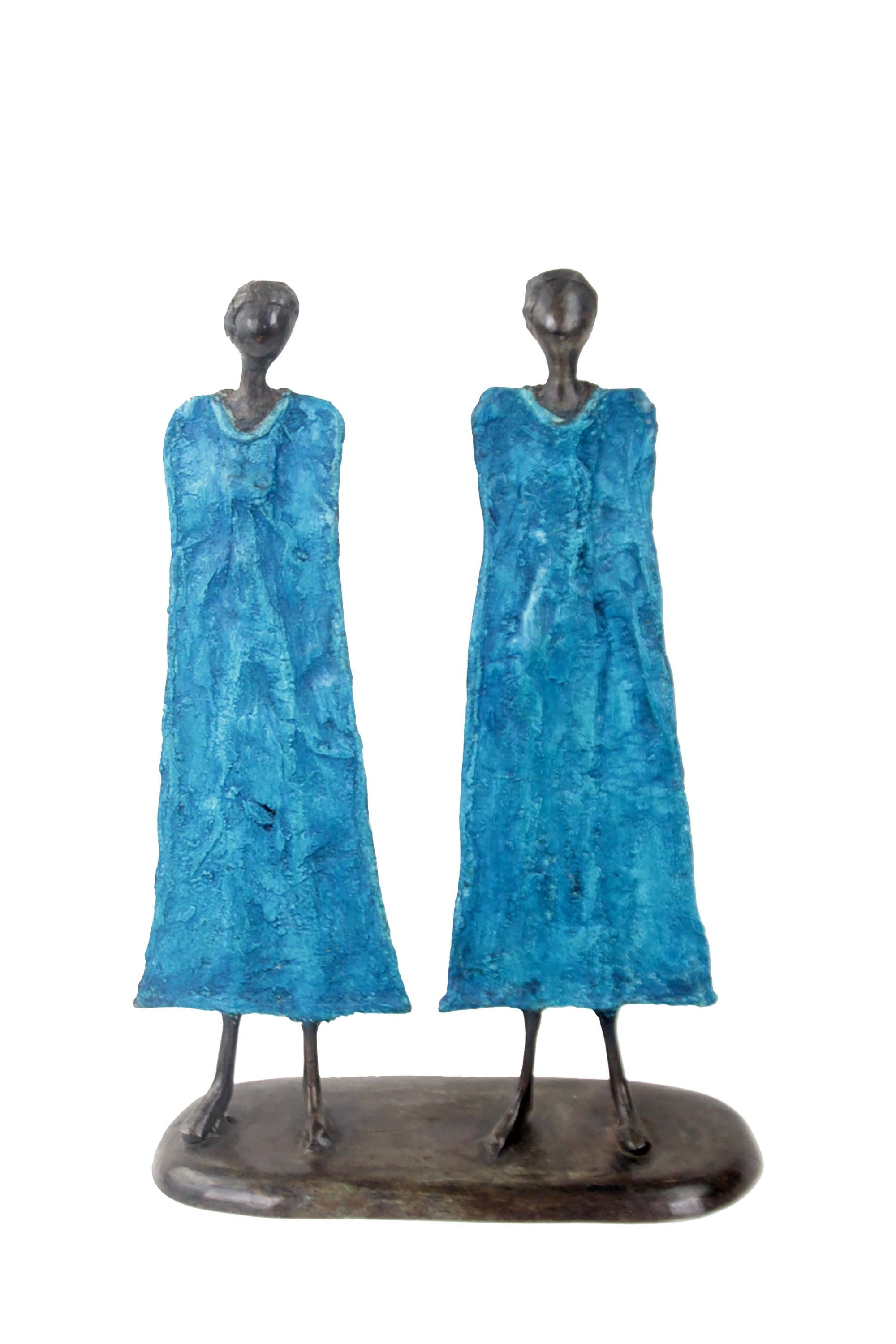 Famille 35 cm bleue n°1 Bronzes d'Afrique