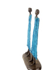 Famille 35 cm bleue n°1 Bronzes d'Afrique