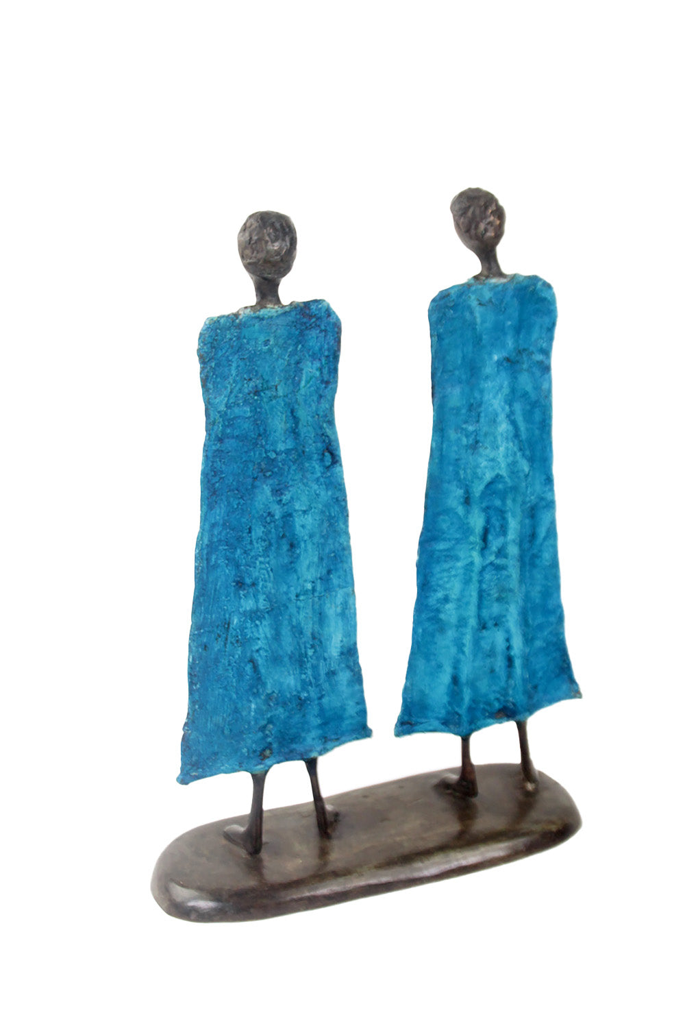 Famille 35 cm bleue n°1 Bronzes d'Afrique