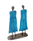 Famille 35 cm bleue n°1 Bronzes d'Afrique