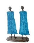 Famille 35 cm bleue n°1 Bronzes d'Afrique