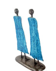 Famille 35 cm bleue n°1 Bronzes d'Afrique