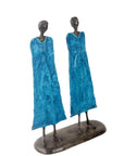 Famille 35 cm bleue n°1 Bronzes d'Afrique