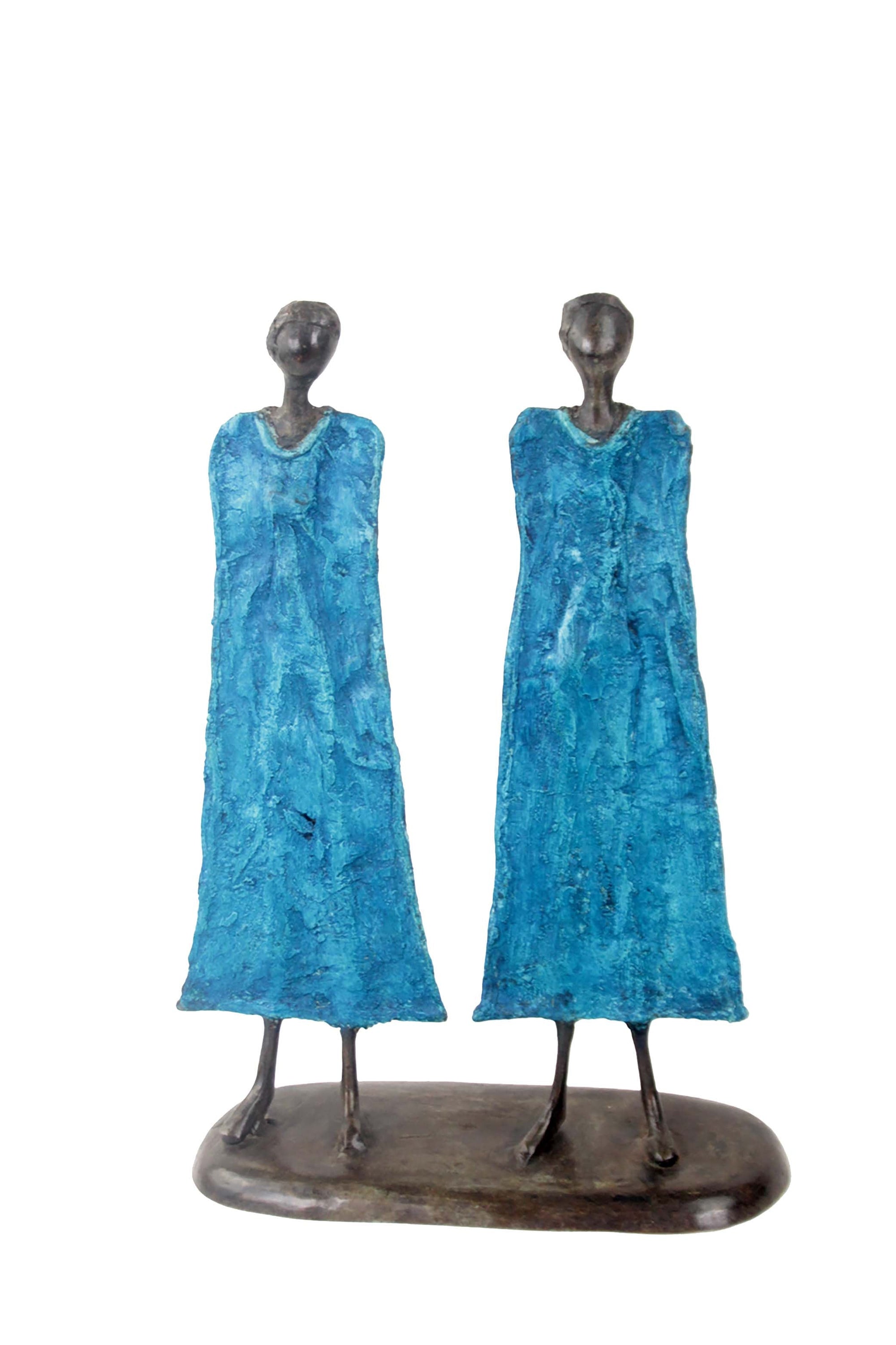 Famille 35 cm bleue n°1 Bronzes d'Afrique