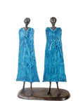Famille 35 cm bleue n°1 Bronzes d'Afrique