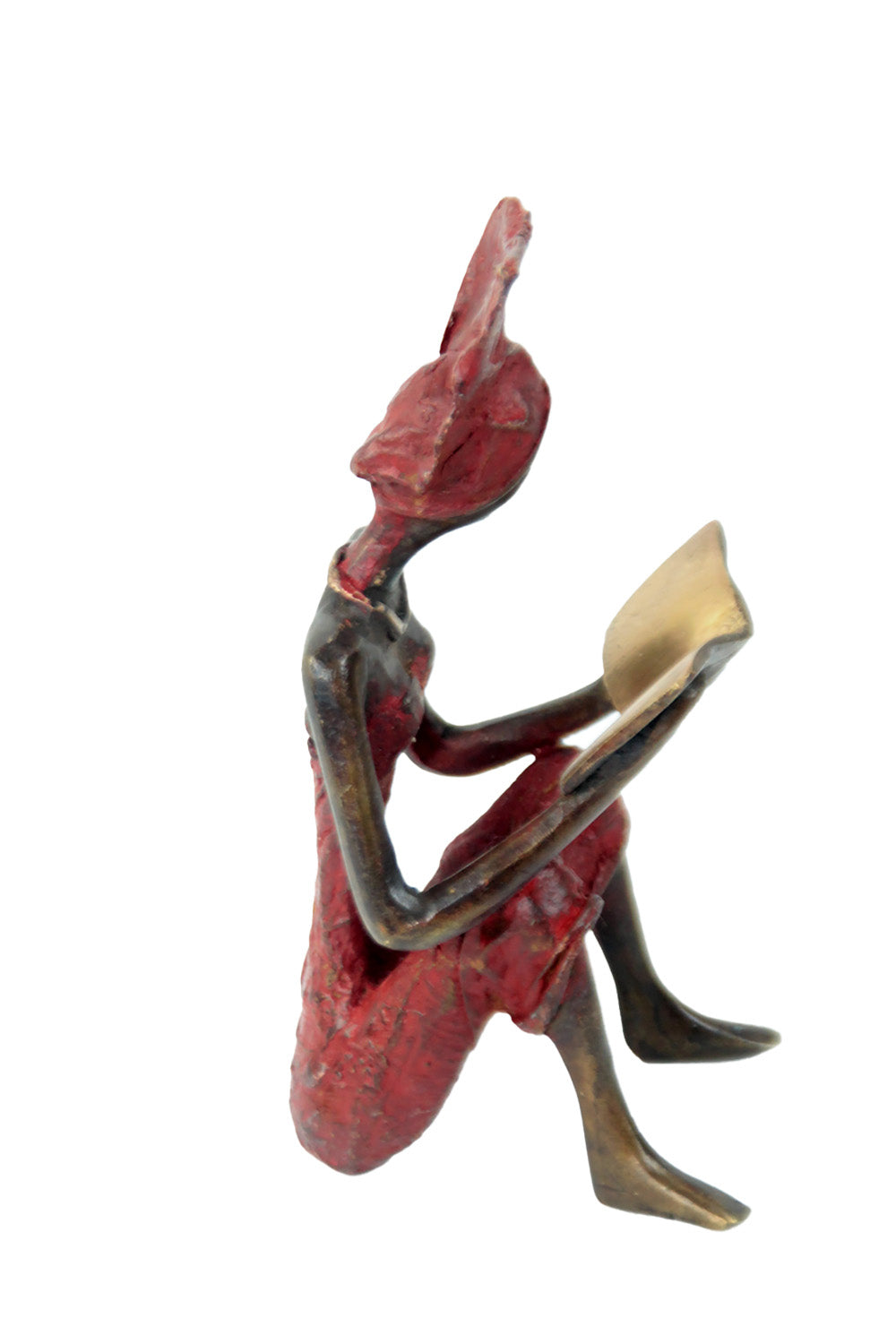 Bronze assis à poser 25 cm rouge n°11 Bronzes d'Afrique