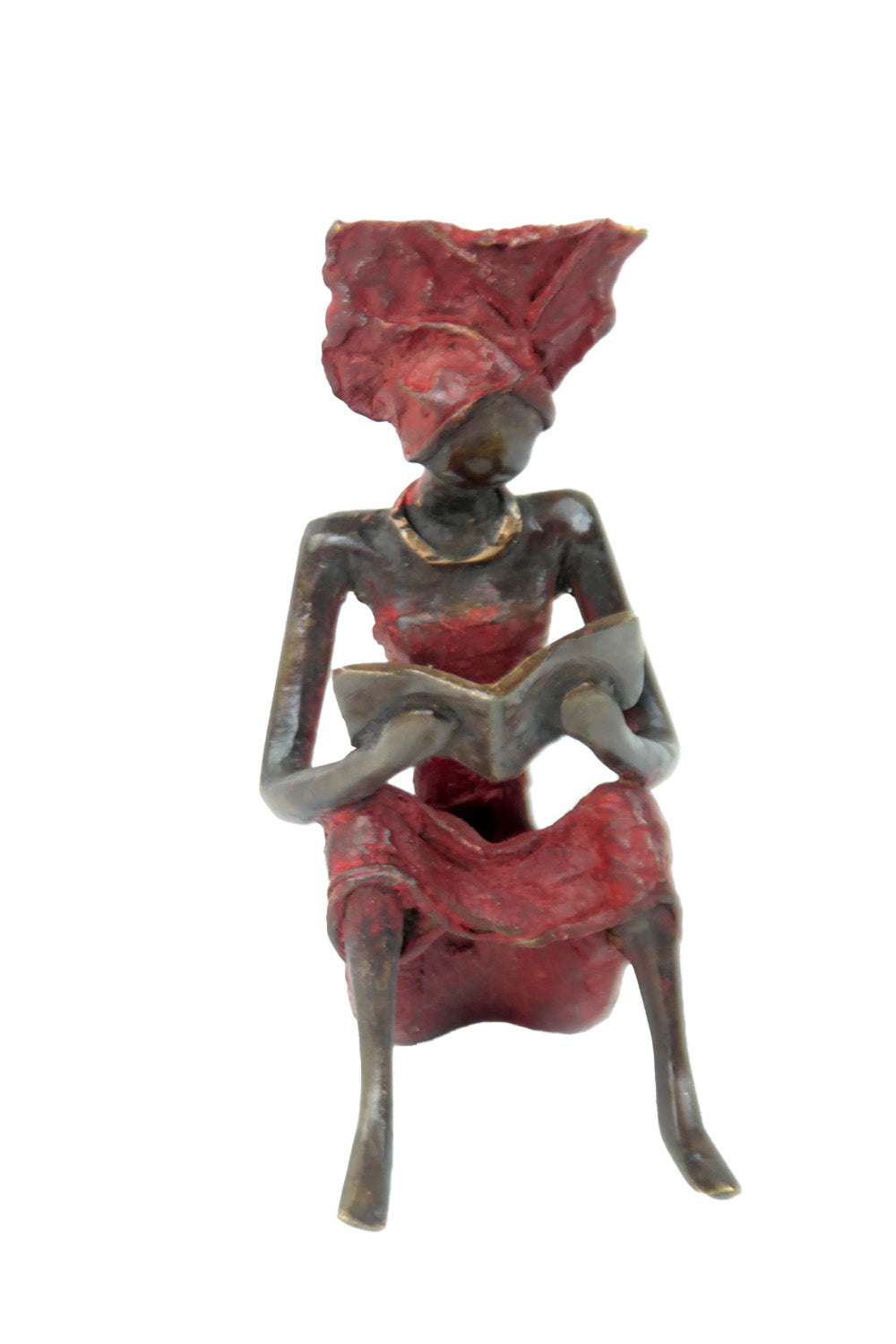 Bronze assis à poser 25 cm rouge n°11 Bronzes d'Afrique