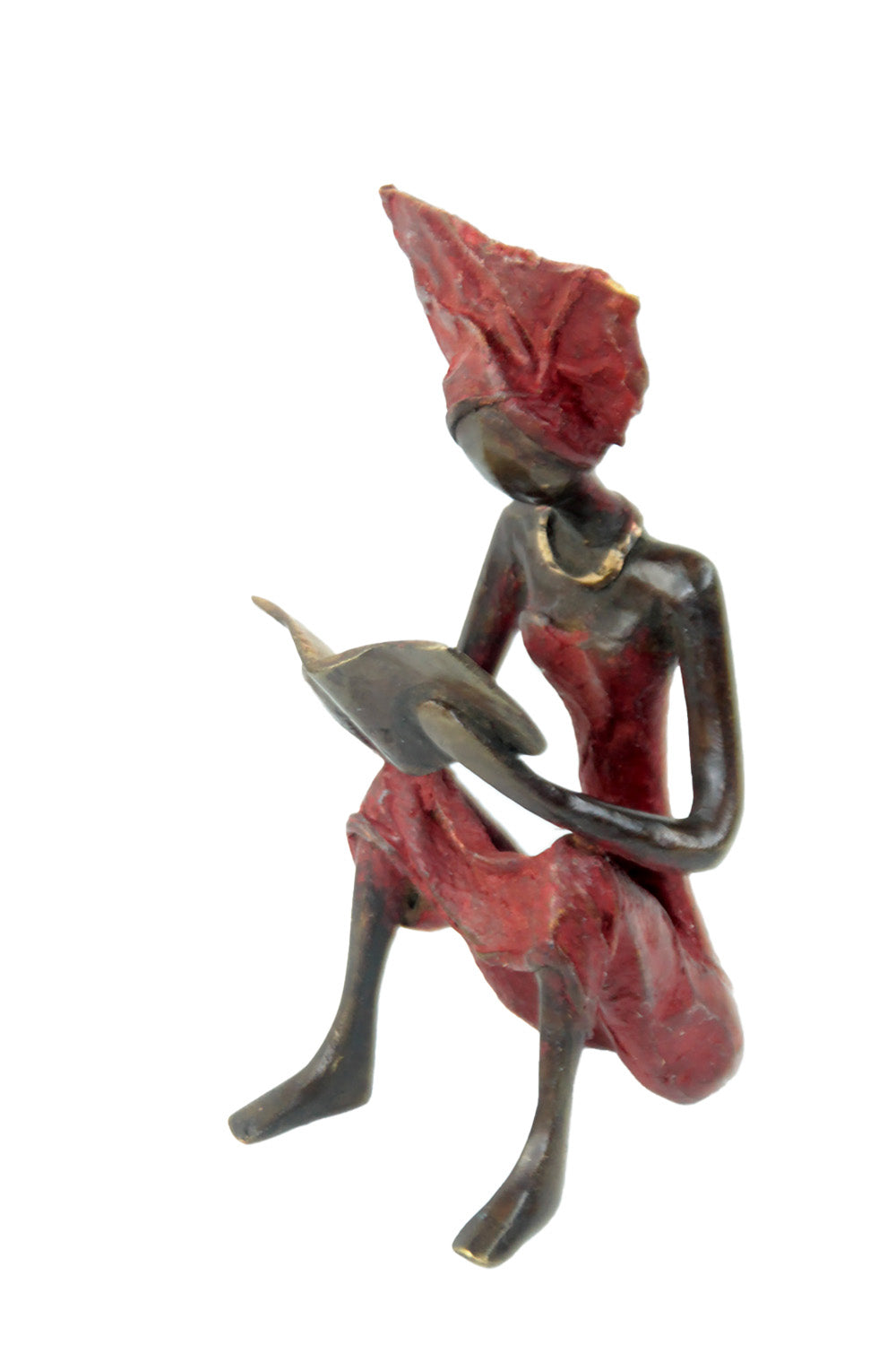 Bronze assis à poser 25 cm rouge n°11 Bronzes d'Afrique