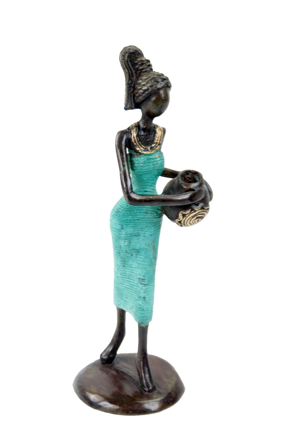 Bronze Ibrahim Dermé 25 cm turquoise n°1 Bronzes d'Afrique