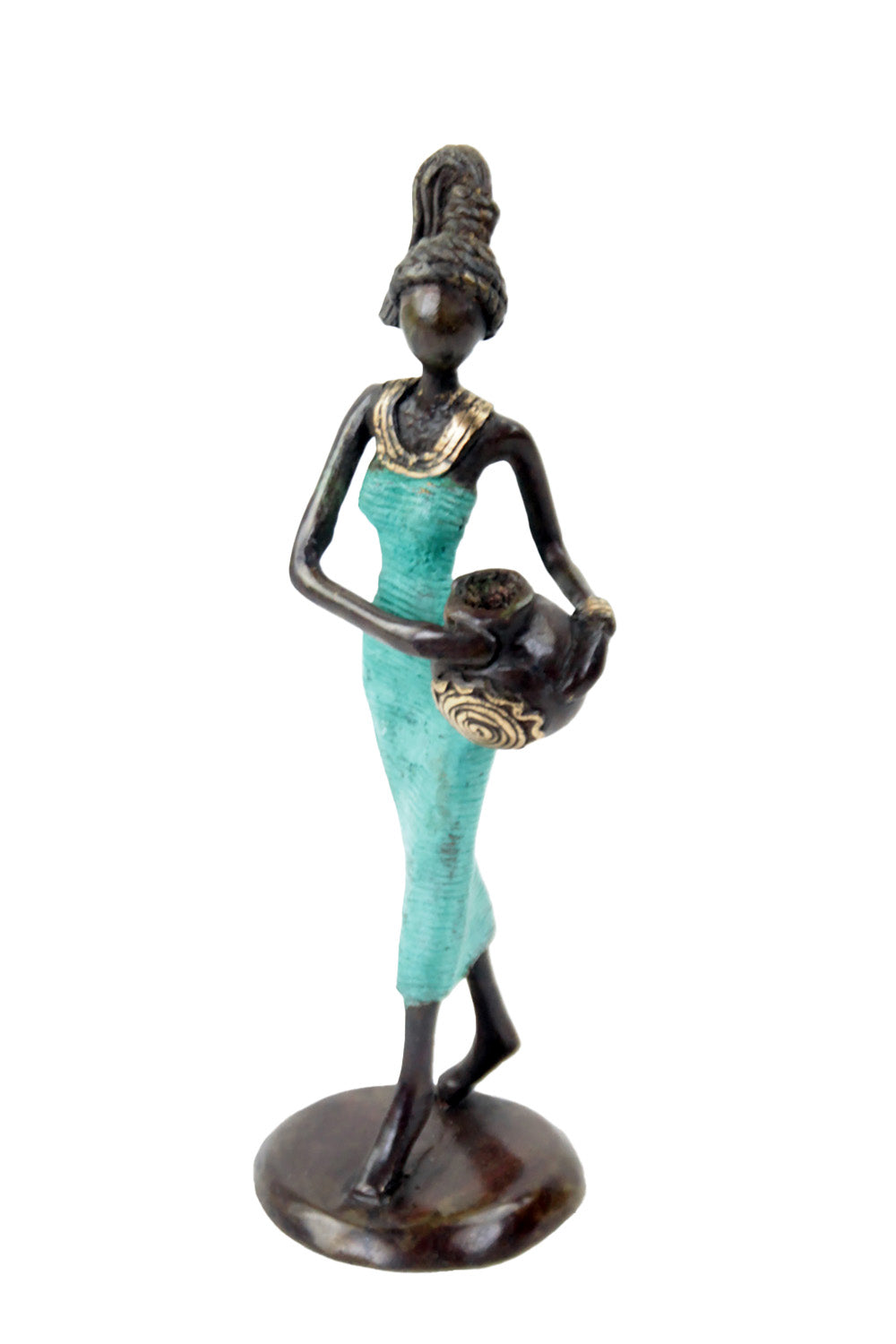 Bronze Ibrahim Dermé 25 cm turquoise n°1 Bronzes d'Afrique