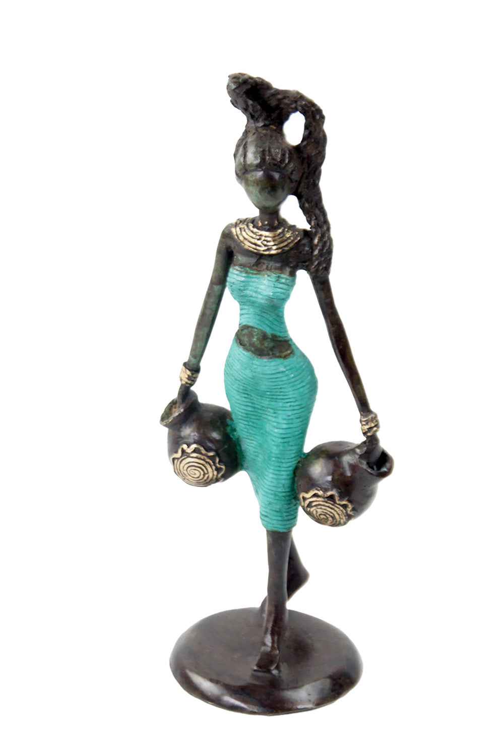 Bronze Ibrahim Dermé 25 cm turquoise n°2 Bronzes d'Afrique
