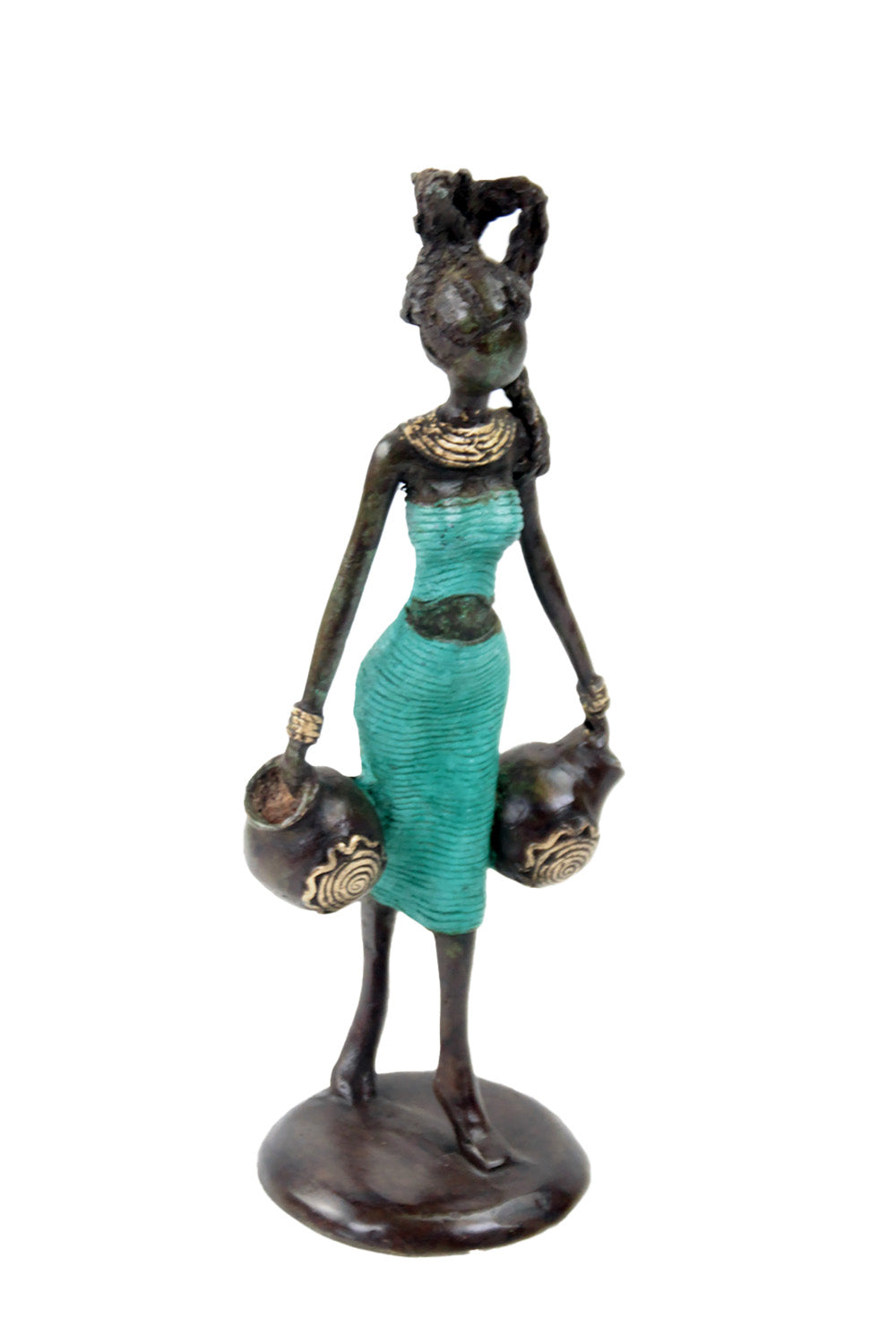 Bronze Ibrahim Dermé 25 cm turquoise n°2 Bronzes d'Afrique