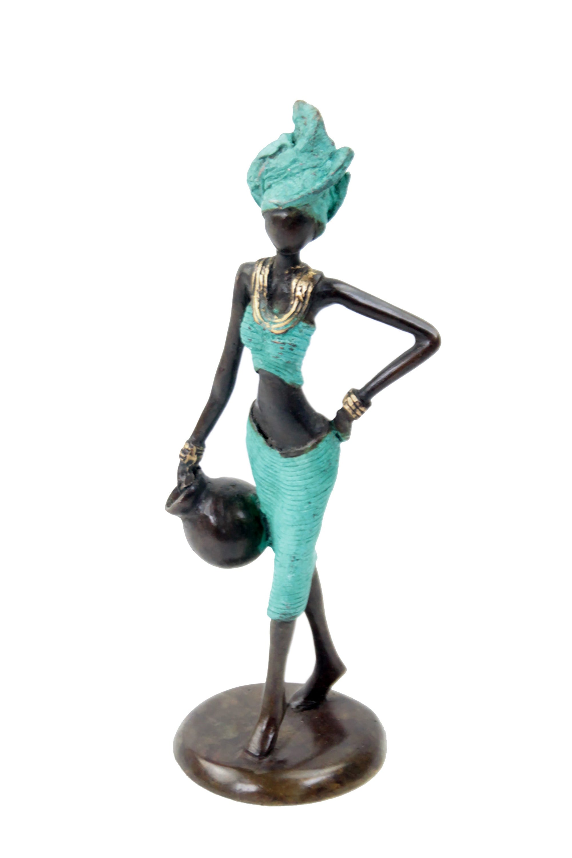 Bronze Ibrahim Dermé 25 cm turquoise n°3 Bronzes d'Afrique