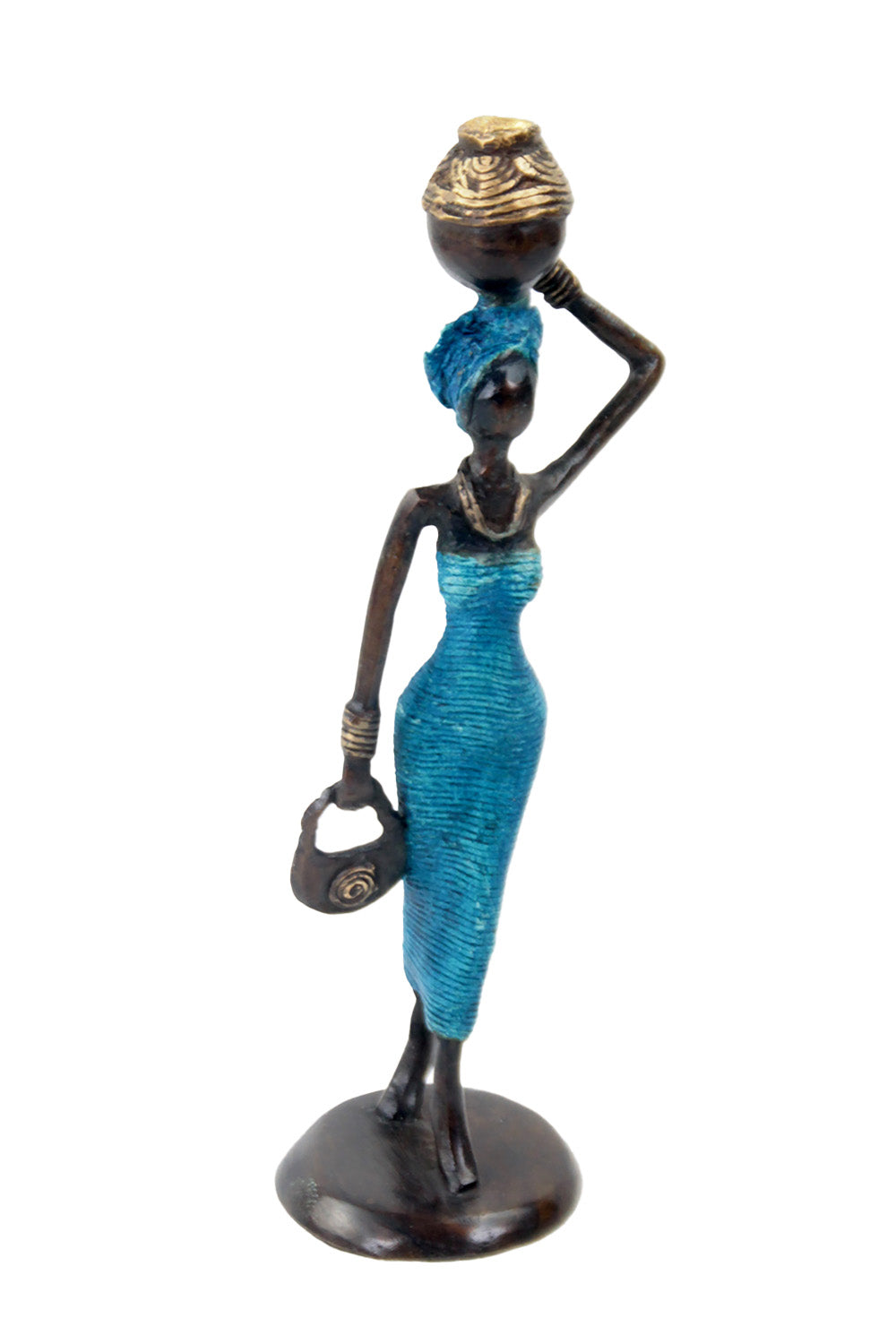Bronze Ibrahim Dermé 25 cm bleu n°1 Bronzes d'Afrique