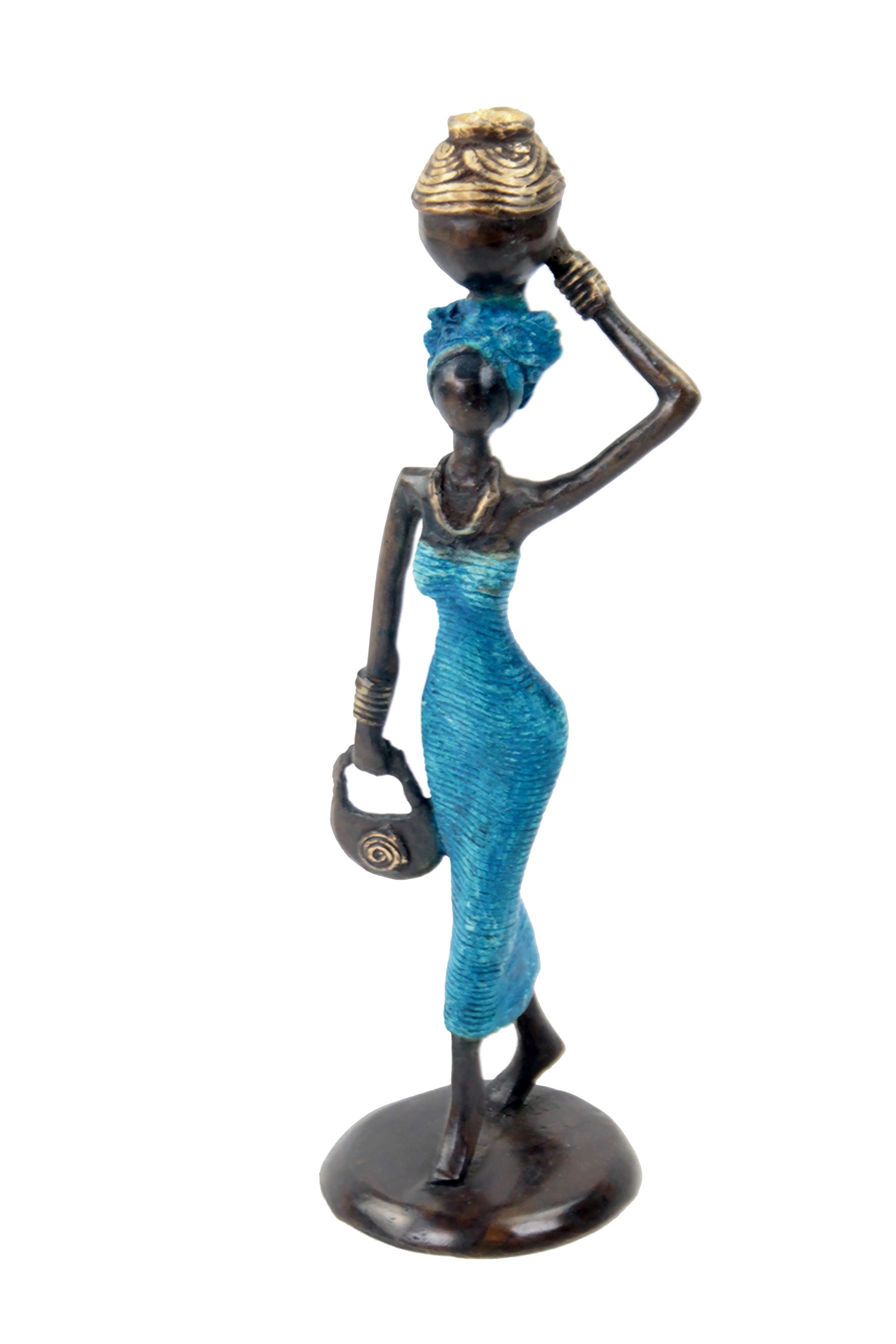 Bronze Ibrahim Dermé 25 cm bleu n°1 Bronzes d'Afrique