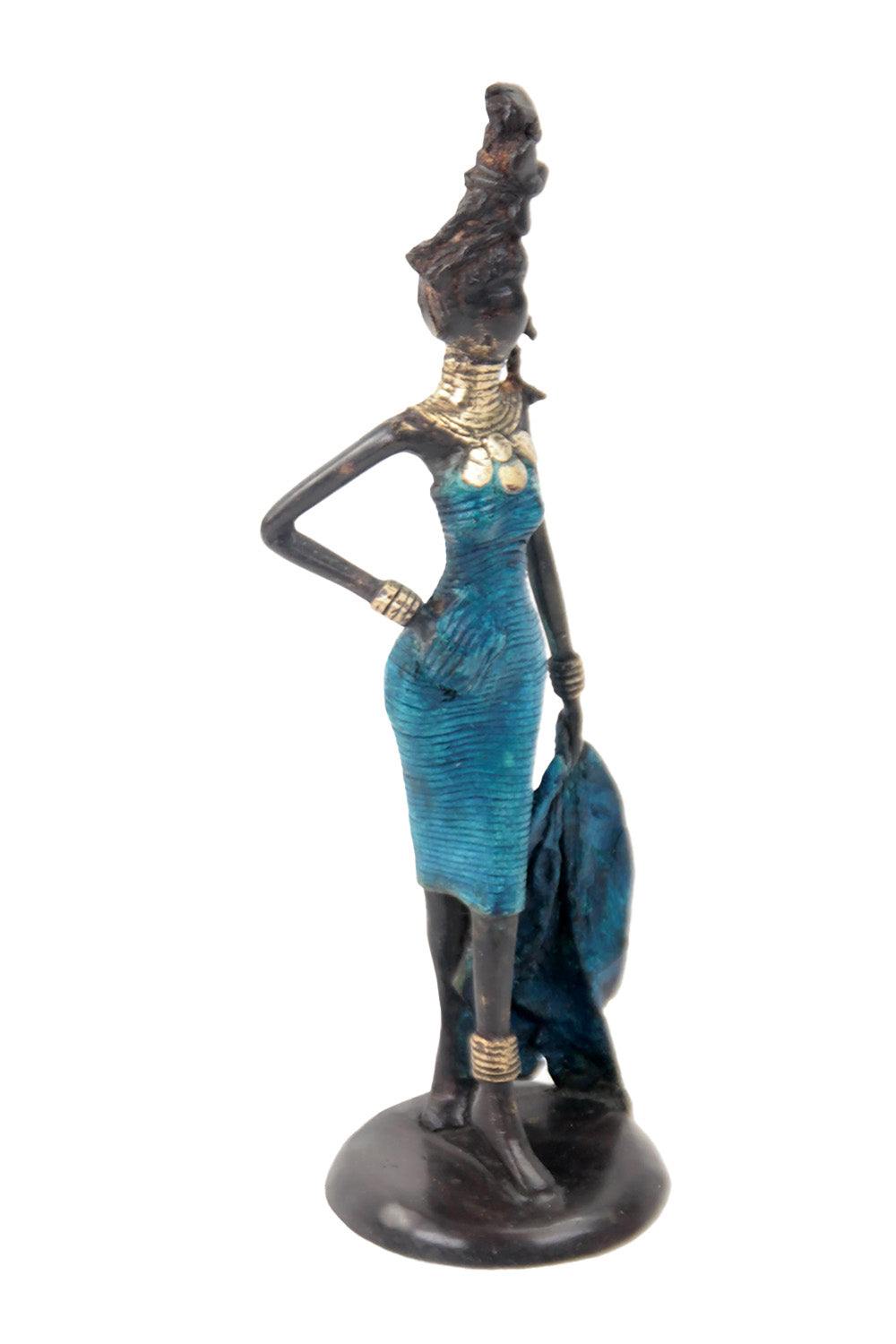 Bronze Ibrahim Dermé 25 cm bleu n°2 Bronzes d'Afrique