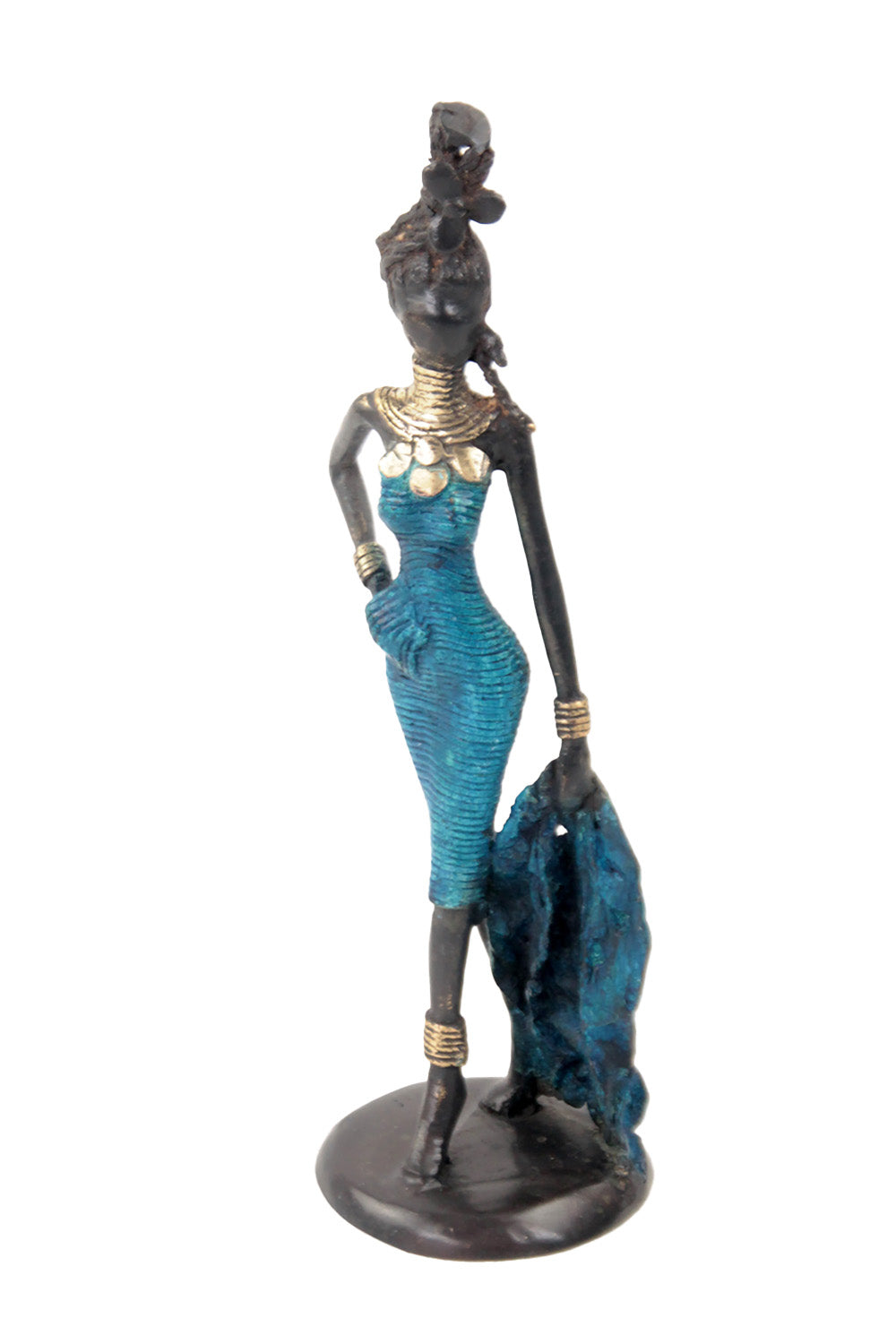 Bronze Ibrahim Dermé 25 cm bleu n°2 Bronzes d'Afrique
