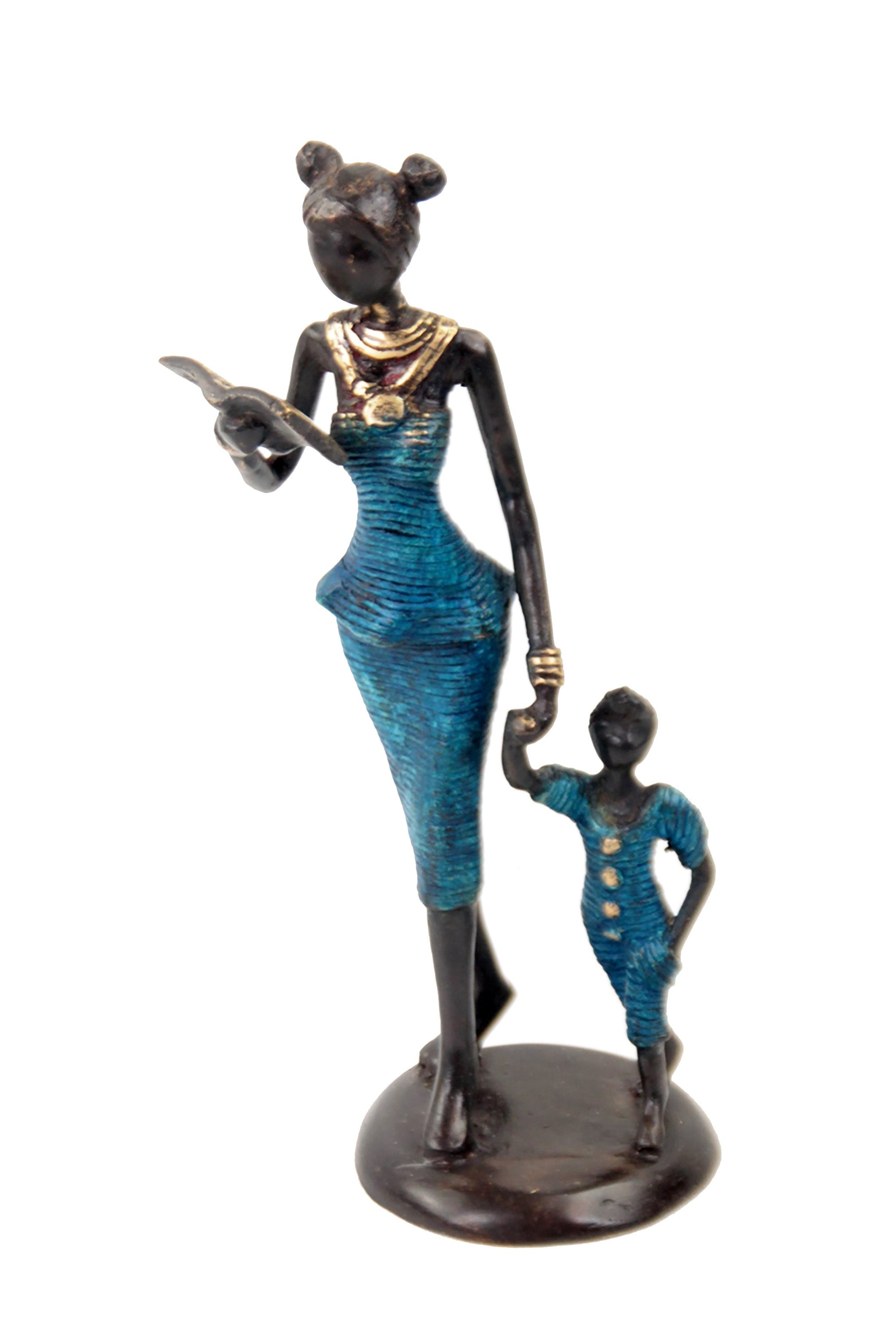 Bronze Ibrahim Dermé 25 cm bleu n°4 Bronzes d'Afrique