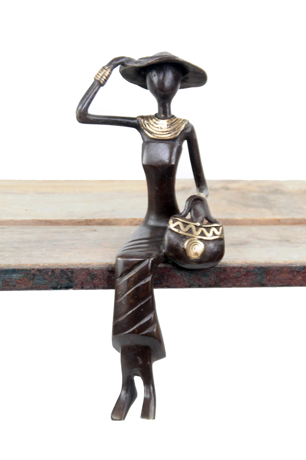 Bronze Moma assis 25 cm marron n°2 Bronzes d'Afrique