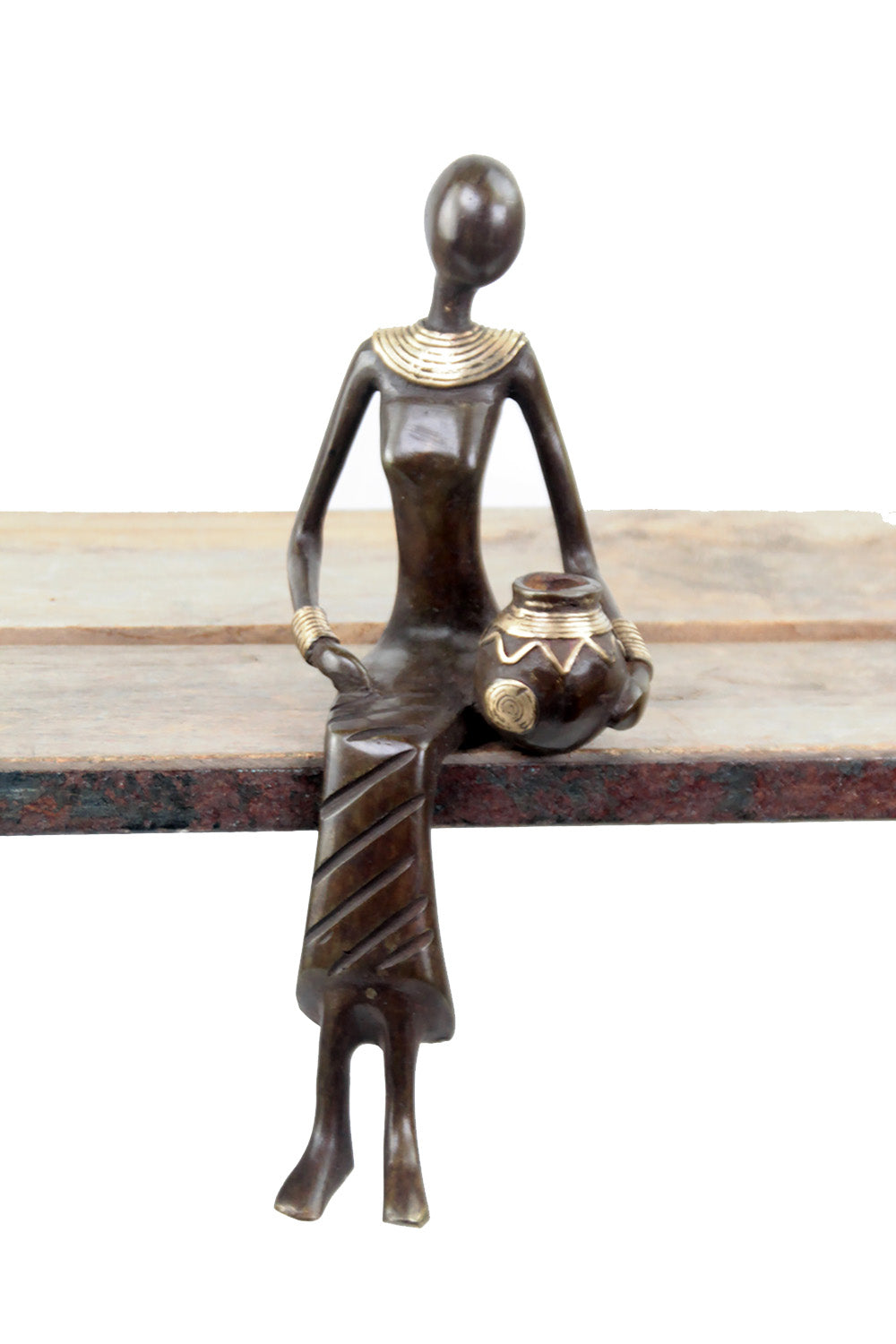 Bronze Moma assis 25 cm marron n°3 Bronzes d'Afrique