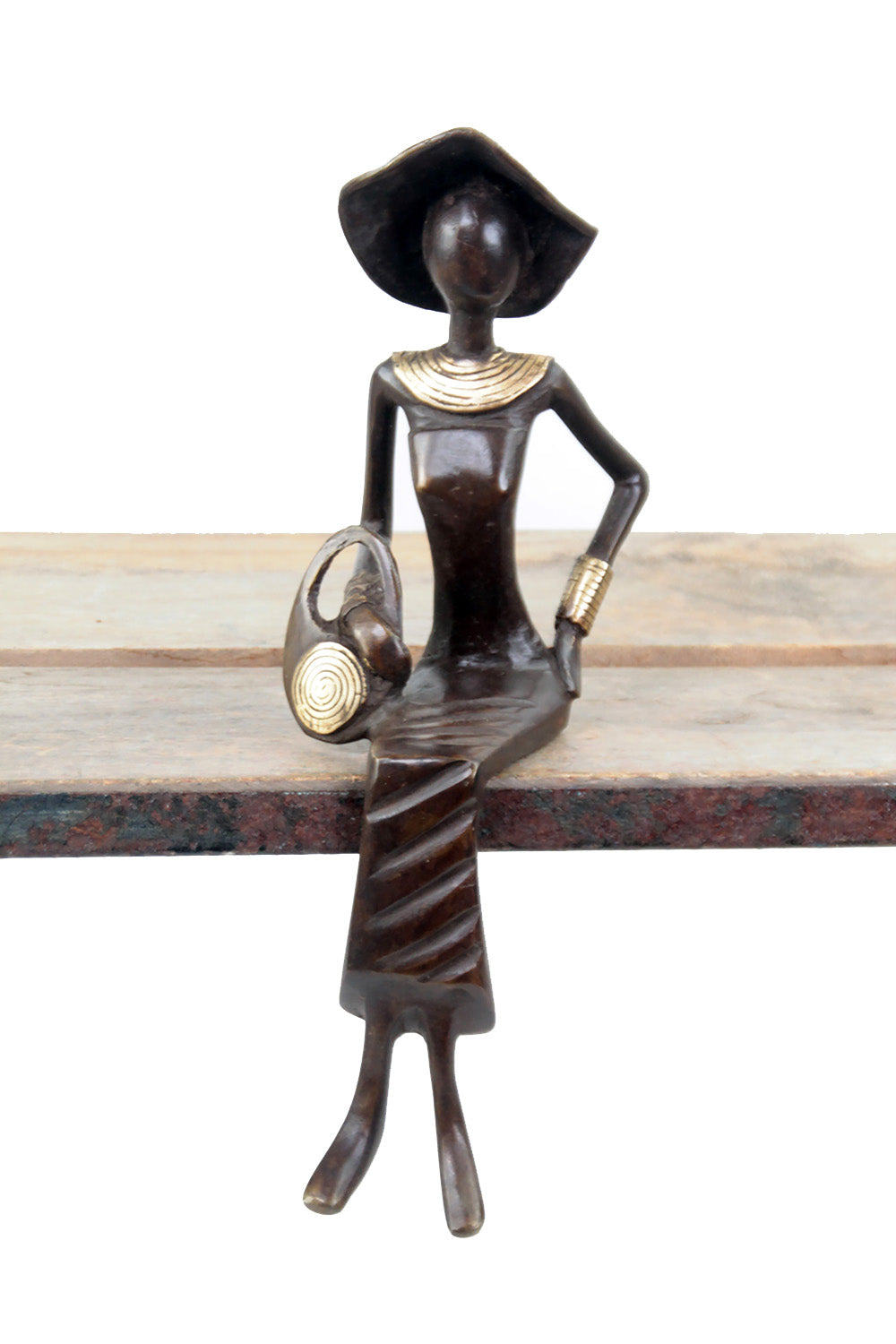 Bronze Moma assis 25 cm marron n°4 Bronzes d'Afrique