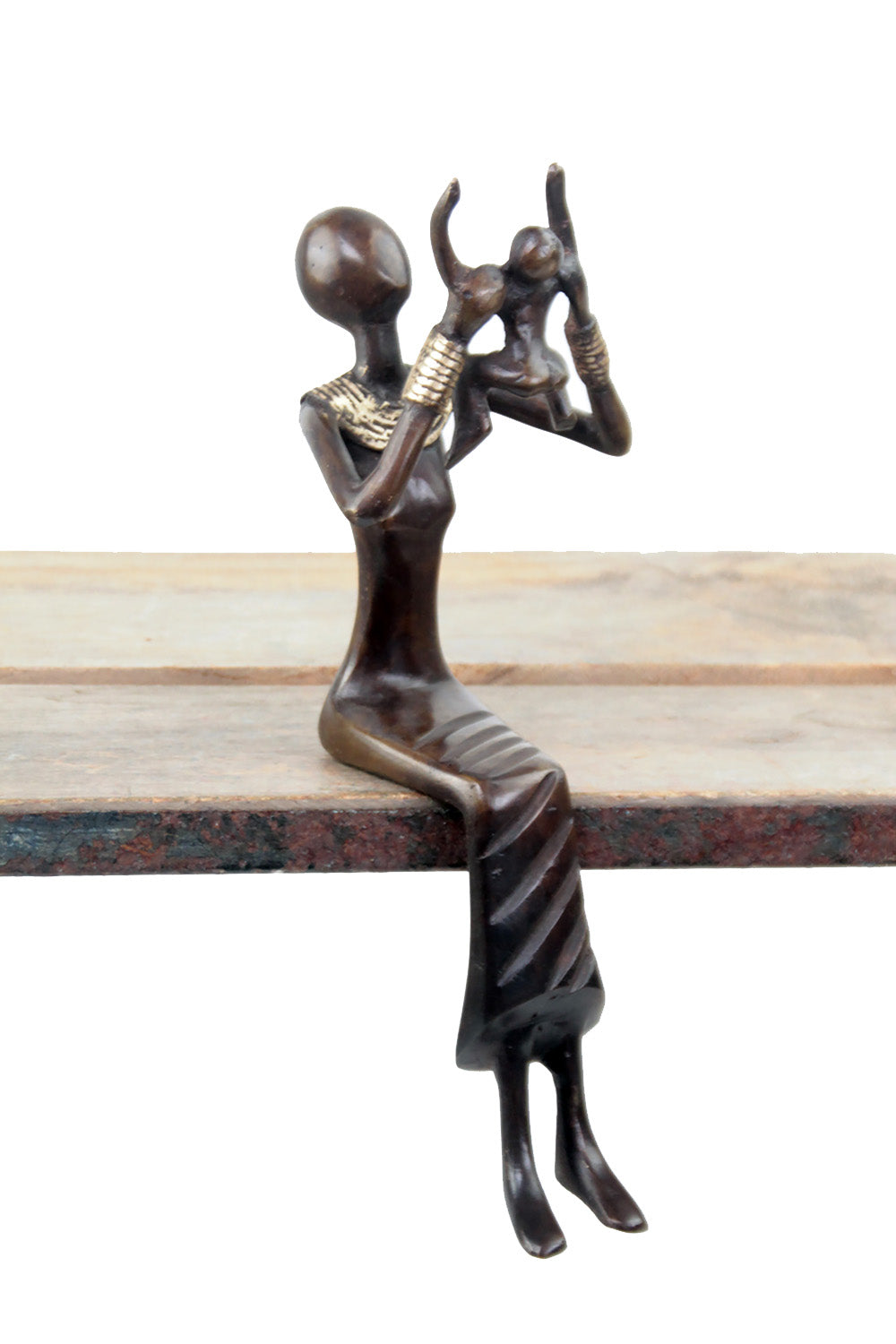 Bronze Moma assis 25 cm marron n°5 Bronzes d'Afrique