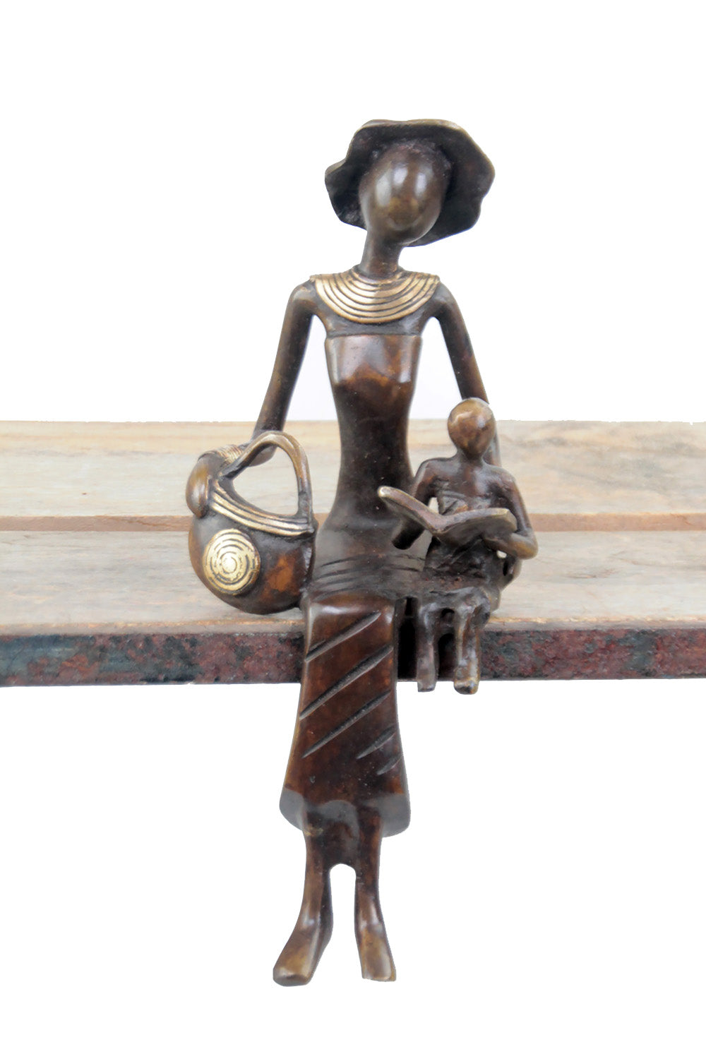 Bronze Moma assis 25 cm marron n°8 Bronzes d'Afrique