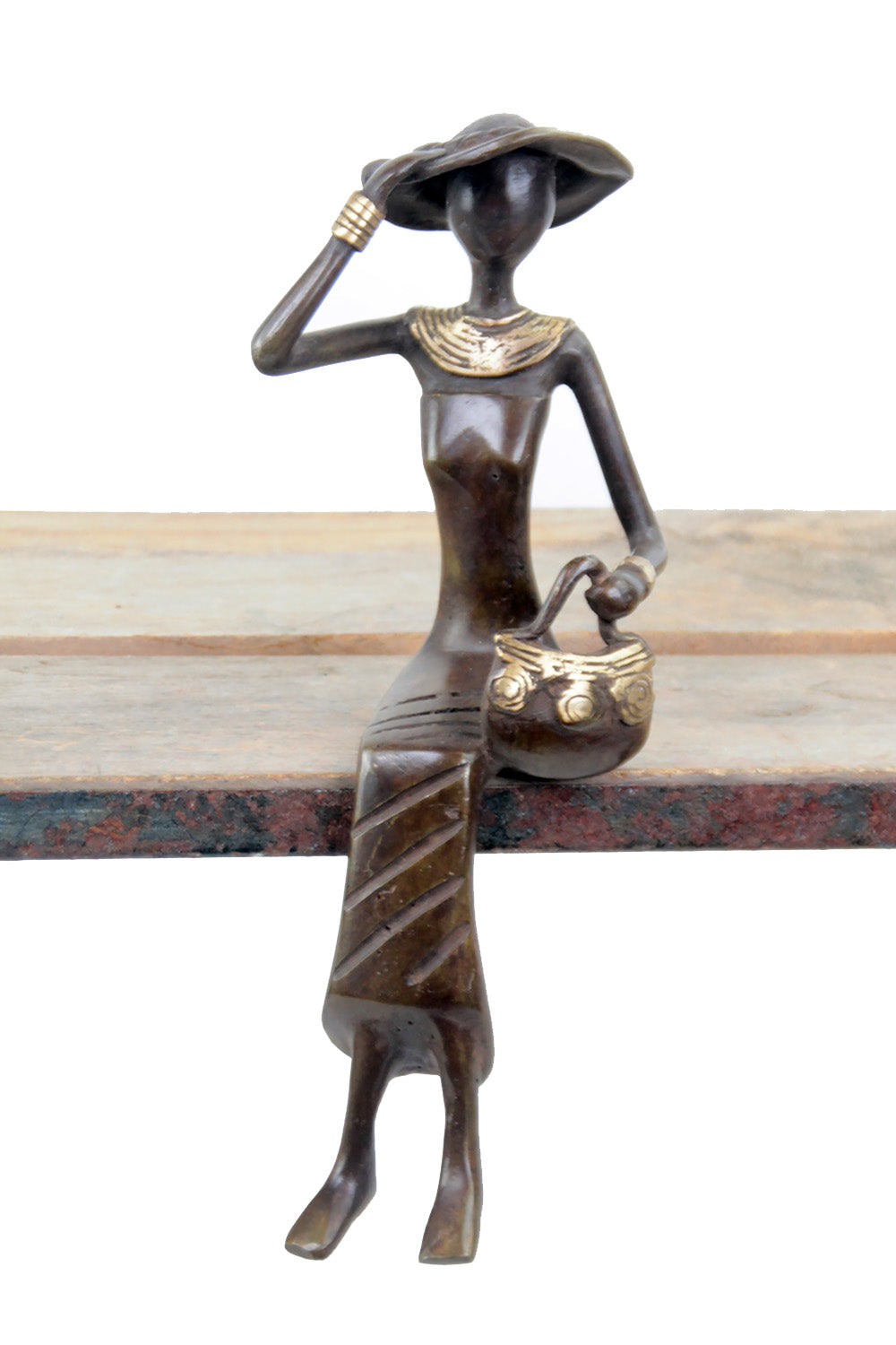 Bronze Moma assis 25 cm marron n°10 Bronzes d'Afrique