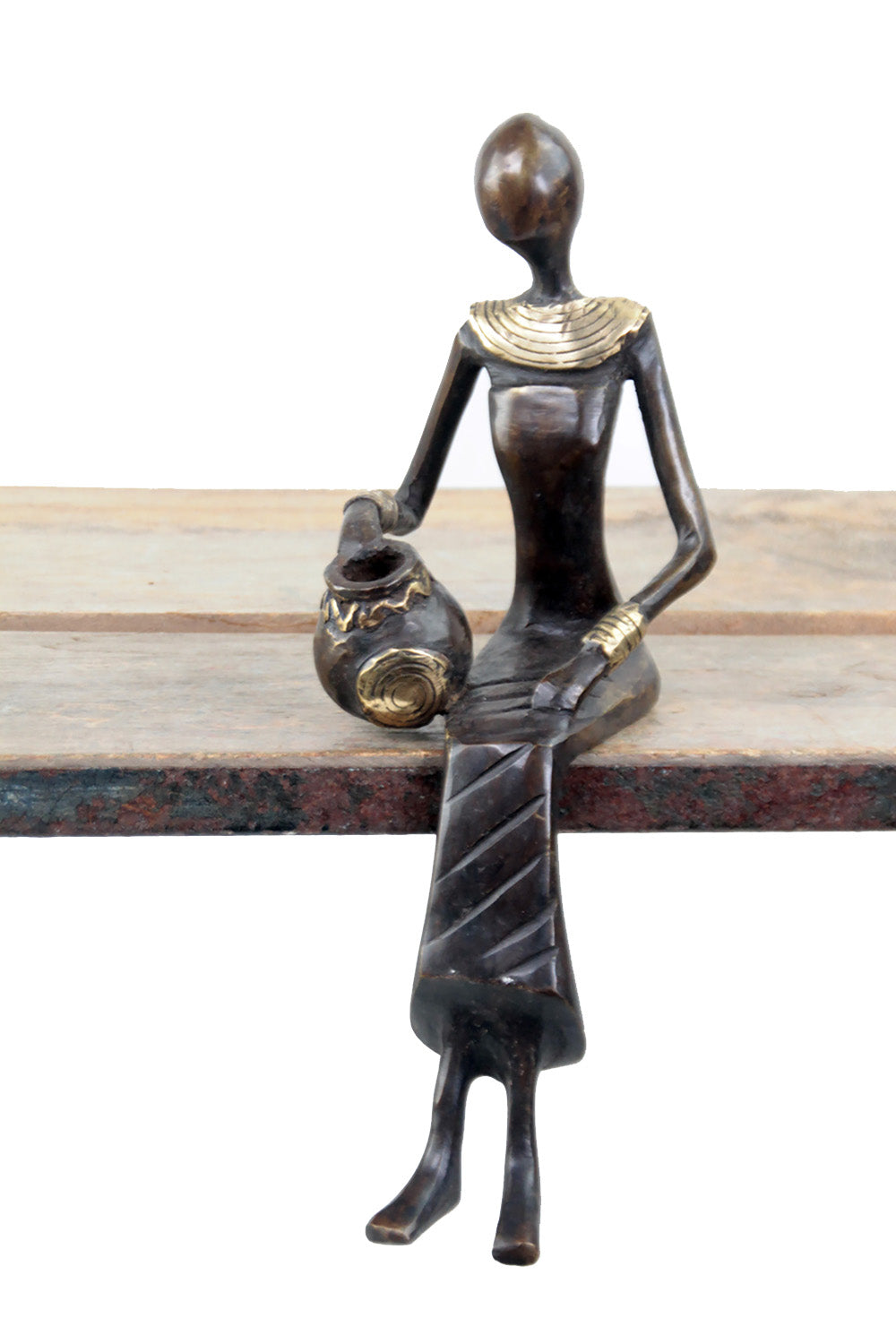 Bronze Moma assis 25 cm marron n°11 Bronzes d'Afrique